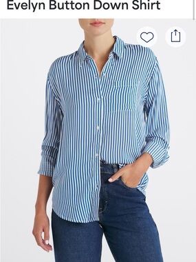 Market & Spruce Blue and White Striped Button-Down Shirt